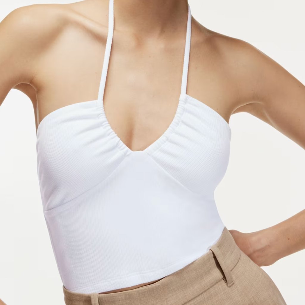 Aritzia Wilfred Top Merci Halter Crop Shirt 2xs